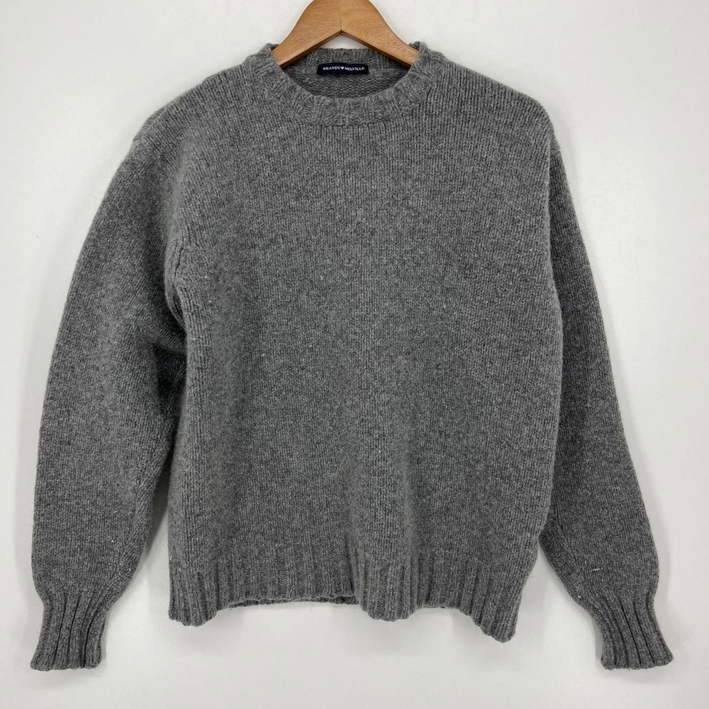 Brandy Melville Womens Grey Wool Blend Crewneck Knit Sweater Made in Italy